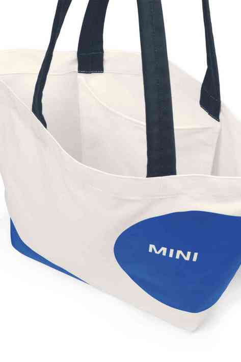 MINI Bag Shopper Car Face Detail Print - White and Blazing Blue and Indigo - 80225B320C9