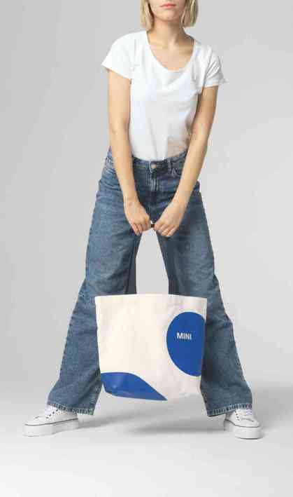 MINI Bag Shopper Car Face Detail Print - White and Blazing Blue and Indigo - 80225B320C9