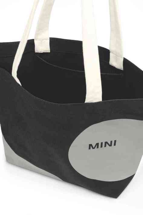 80225B320D0-3 MINI Bag Shopper Car Face Detail Print - Black and Grey and White - 80225B320D0