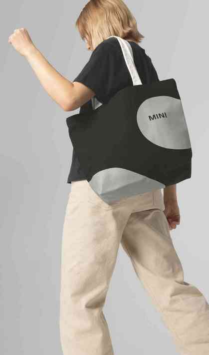 80225B320D0-4 MINI Bag Shopper Car Face Detail Print - Black and Grey and White - 80225B320D0