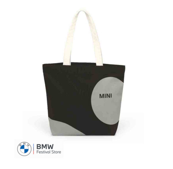 80225B320D0 MINI Bag Shopper Car Face Detail Print - Black and Grey and White - 80225B320D0