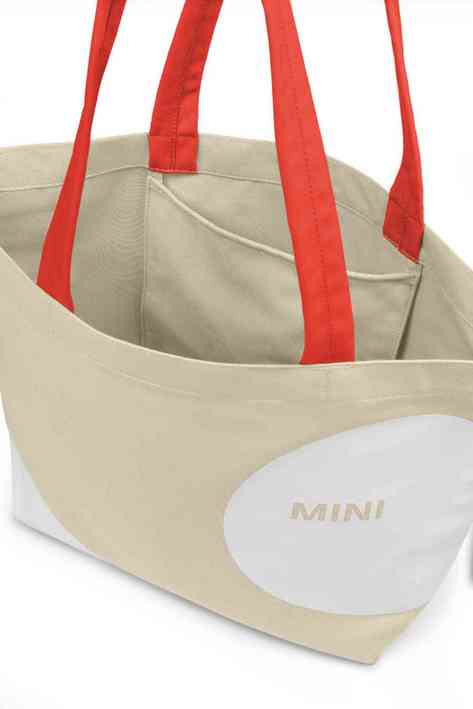 80225B320D1-3 MINI Bag Shopper Car Face Detail Print - Vibrant Silver and White and Rebel Red - 80225B320D1