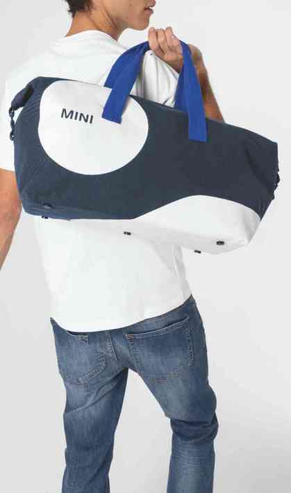 MINI Bag Duffle Bag Car Face Detail Print - Blue and White - 80225B320D2