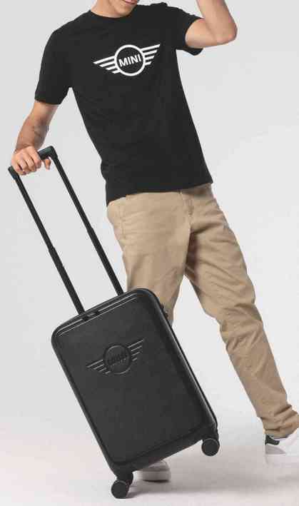 MINI Suitcase Cabin Trolley Spinner Wing Logo Debossed Hard Case - Black - 80225B320E0