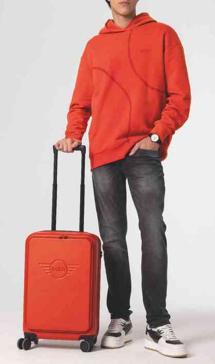 MINI Suitcase Cabin Trolley Spinner Wing Logo Debossed Hard Case - Rebel Red - 80225B320E1