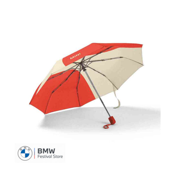 MINI Umbrella Foldable Car Face Detail - Rebel Red and Vibrant Silver - 80235B320F4