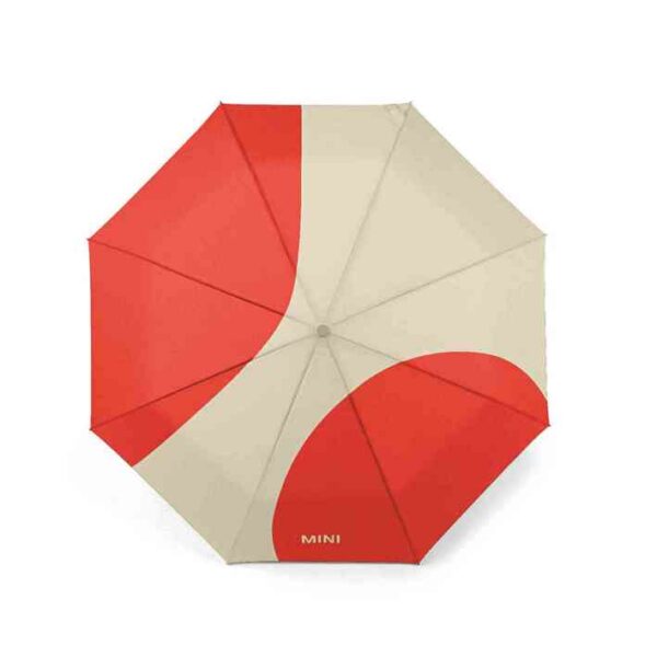 MINI Umbrella Foldable Car Face Detail - Rebel Red and Vibrant Silver - 80235B320F4