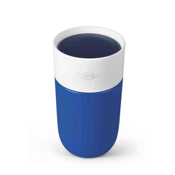 MINI Colour Block Travel Mug 300ml - Blazing Blue and White - 80285B32105