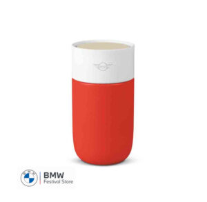 80285B32107 MINI Colour Block Travel Mug 300ml - Red and White - 80285B32107