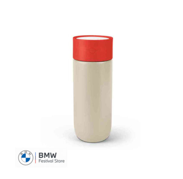 MINI Colour Block Travel Mug 500ml - Vibrant Silver / Rebel Red and White - 80285B32110