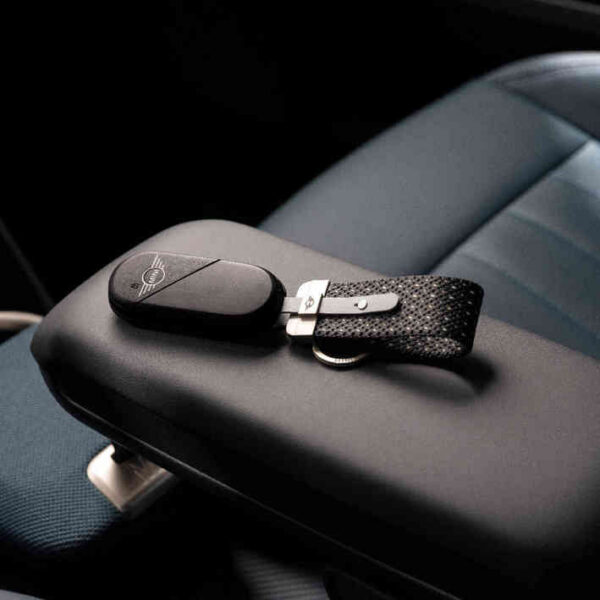 MINI Lanyard Key Ring - Black and Light Tan - 82205B30D97