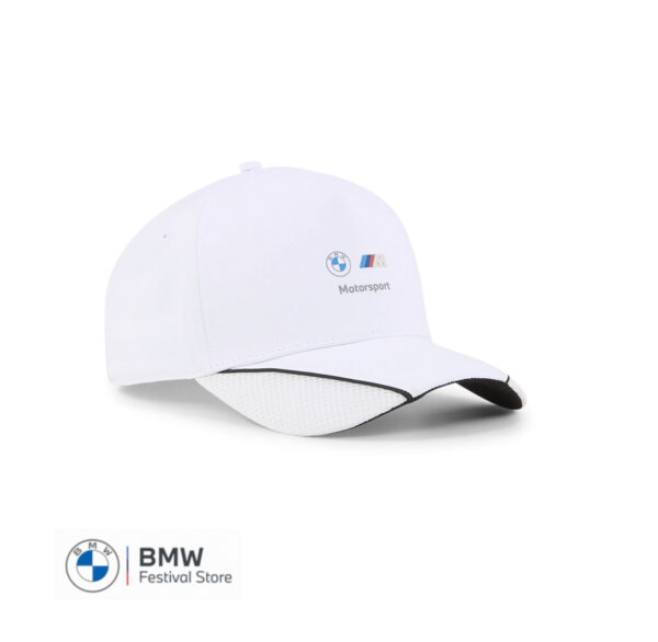 80165B5D0E7 BMW Cap Genuine M Motorsport Baseball Cap White Hat Adjustable Panel - 80165B5D0E7